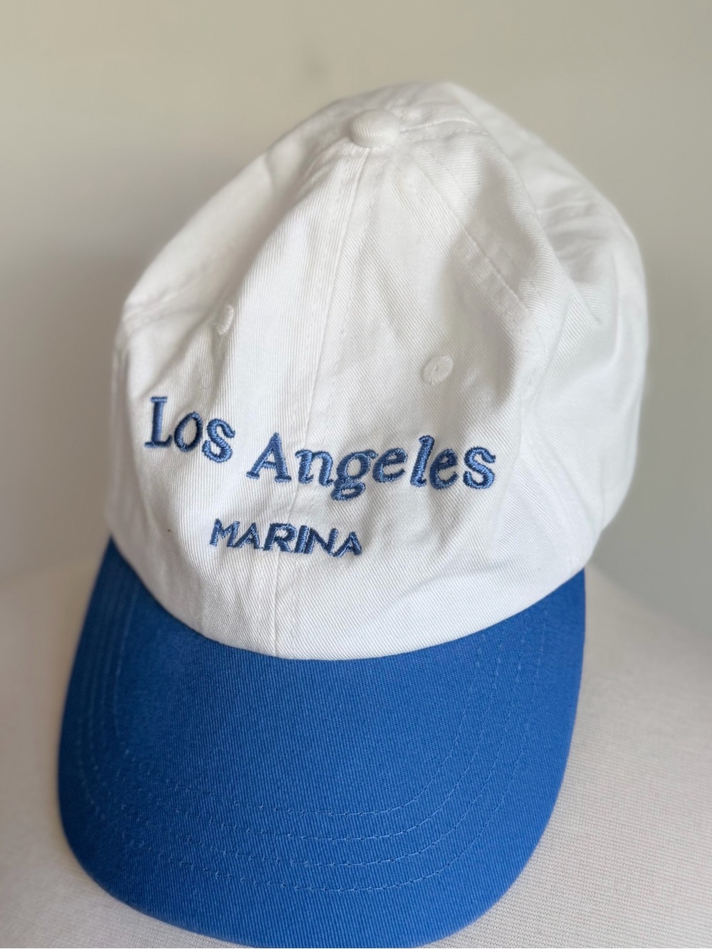 Los Angeles Marina Embroidered Baseball Cap - White & Blue